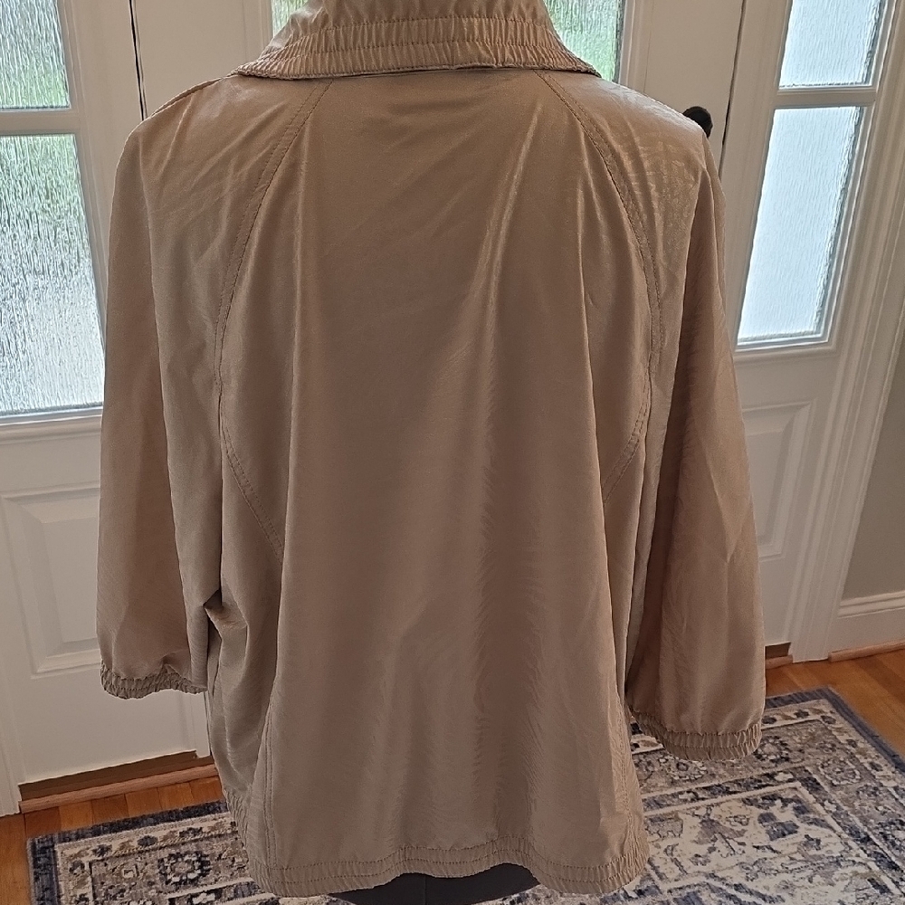 Chico's Beige Shimmer Animal Print Light Weight Jacket Plus Size - Picture 4 of 9
